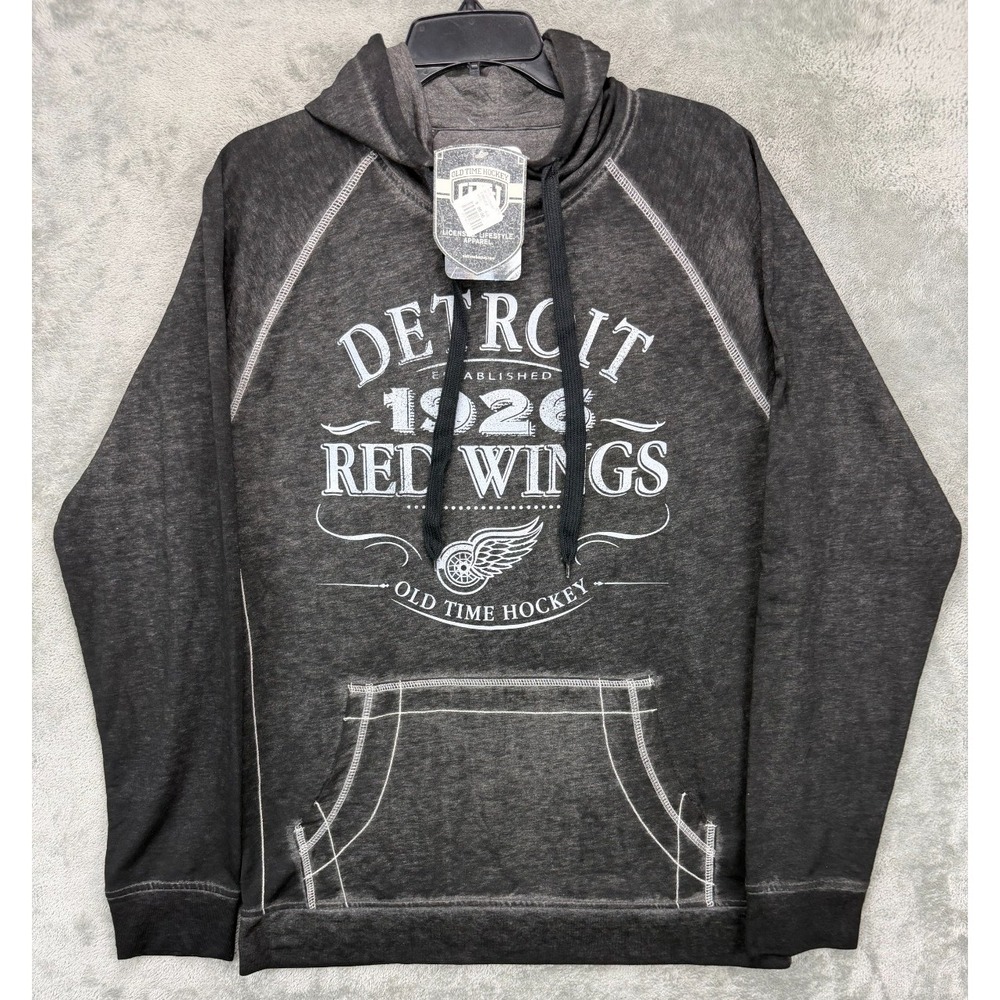 NWT‎ Old Time Hockey Detroit Redwings Sweatshirt Hoodie Sz M Charcoal Hockey NHL